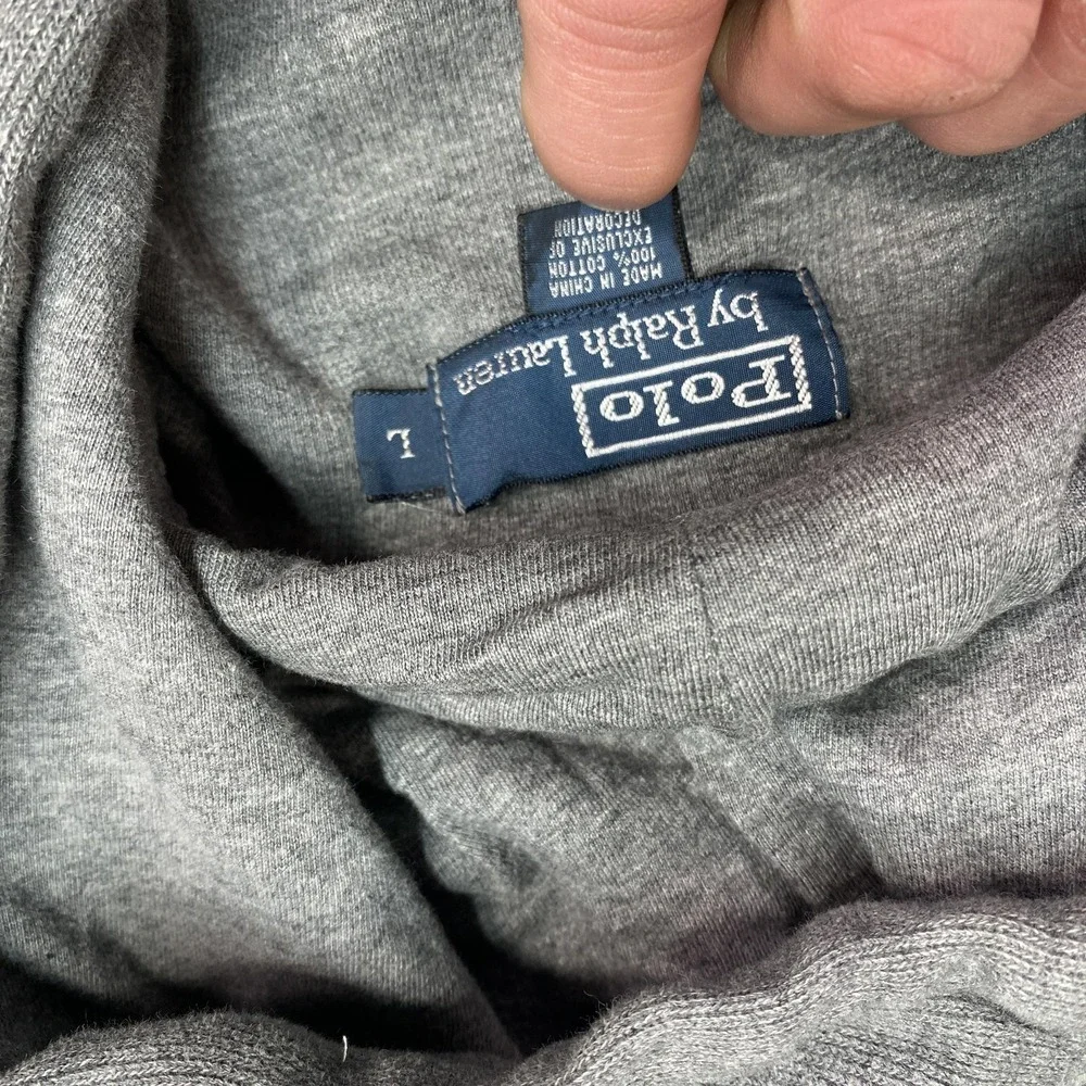 Polo Ralph Lauren‎ Hoodie Mens Large Gray Cotton Full Zip Pony Logo Sweatshirt